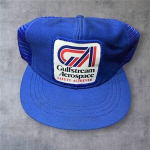 Gulfstream Vintage 80s Aerospace Safety Achiever Mesh Blue Trucker Hat Men's OS